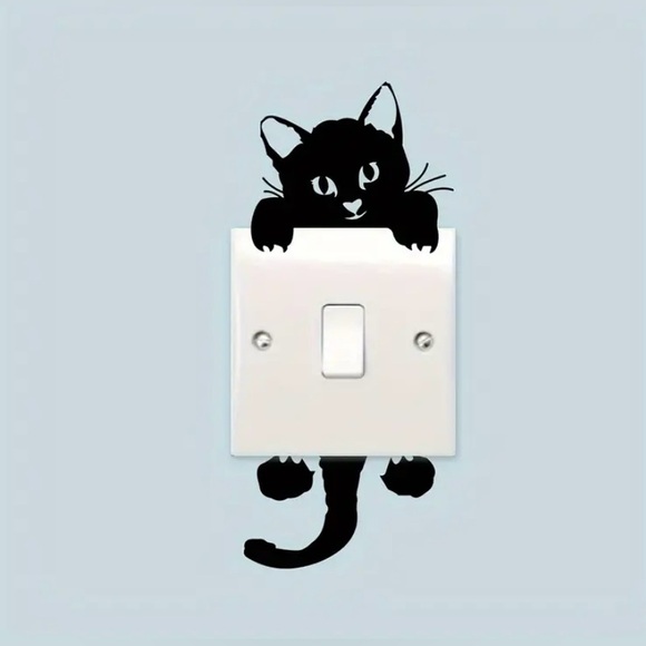 3/$10 Cat Light Switch Sticker - Decorative Wall Decal, Self-Adhesive - Picture 6 of 7